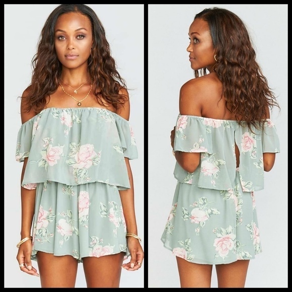 💕SHOW ME YOUR MUMU💕 Floral Off Shoulder Romper - Picture 1 of 8